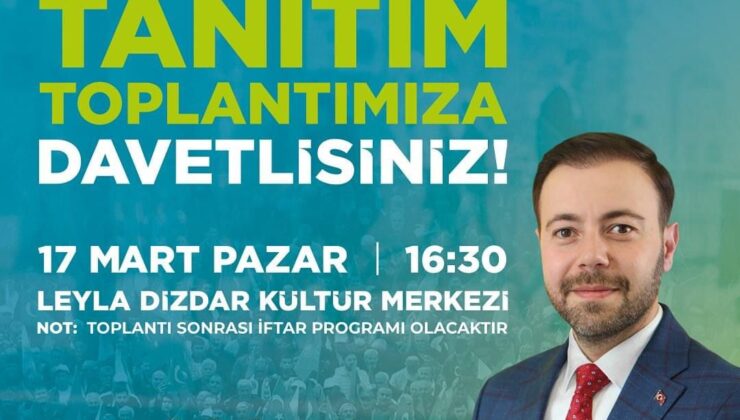 AK PARTİ Safranbolu Belediye Başkan Adayı Av.Ali Büyüközdemir 17 Mart saat.16.30 da Leyla Dizdar Kültür Merkezinde Proje Tanıtım ve İftar Proğramı olacaktır.Tüm halkımız davetlidir.