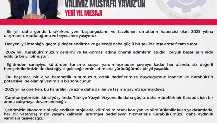 Vali Mustafa Yavuz`un Yeni Yıl Mesajı