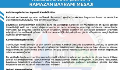 Valimiz Sayın Oktay Çağatay’ın Ramazan Bayramı Mesajı
