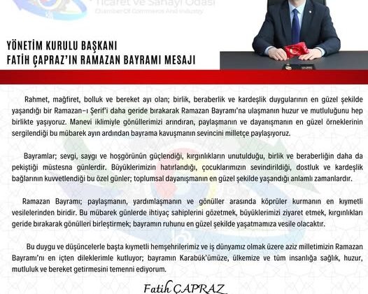 FATİH ÇAPRAZDAN BAYRAM MESAJI