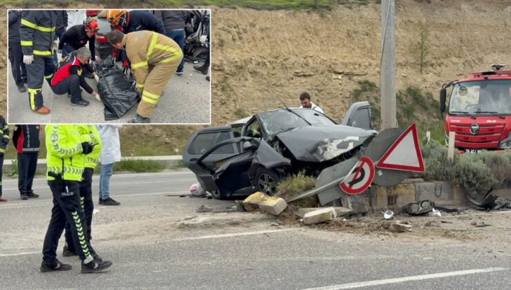 KONTROLDEN ÇIKAN OTOMOBİL DİREĞE ÇARPTI: 1 ÖLÜ, 3 YARALI