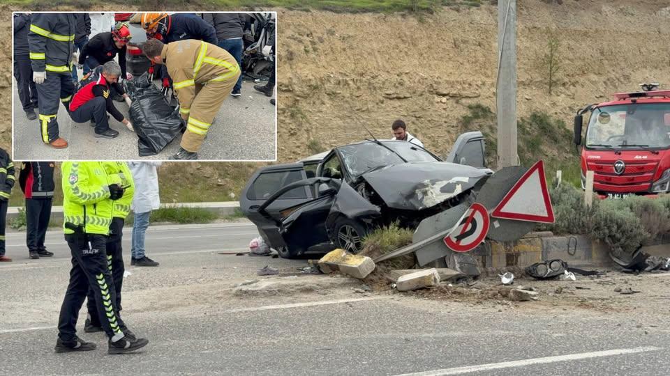 KONTROLDEN ÇIKAN OTOMOBİL DİREĞE ÇARPTI: 1 ÖLÜ, 3 YARALI
